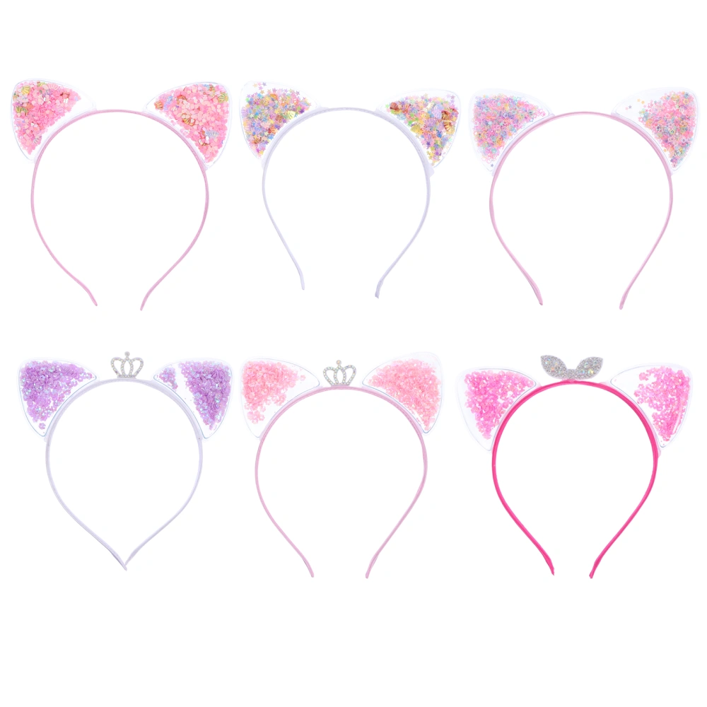 6pcs Cat Ear Hair Girls Headband Hair Bands Party Decorations Hairband