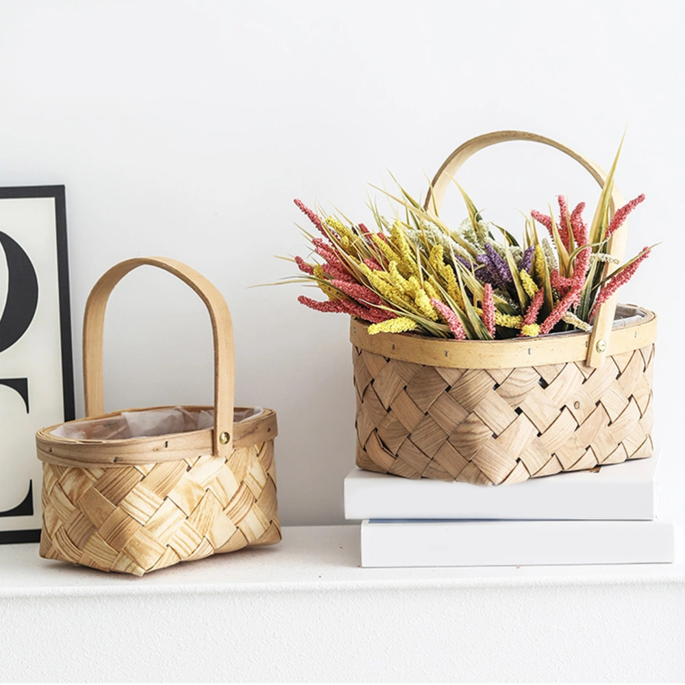 Woven Planter Basket Handwoven Plant Pot Container Farmhouse Planter Basket with Handle