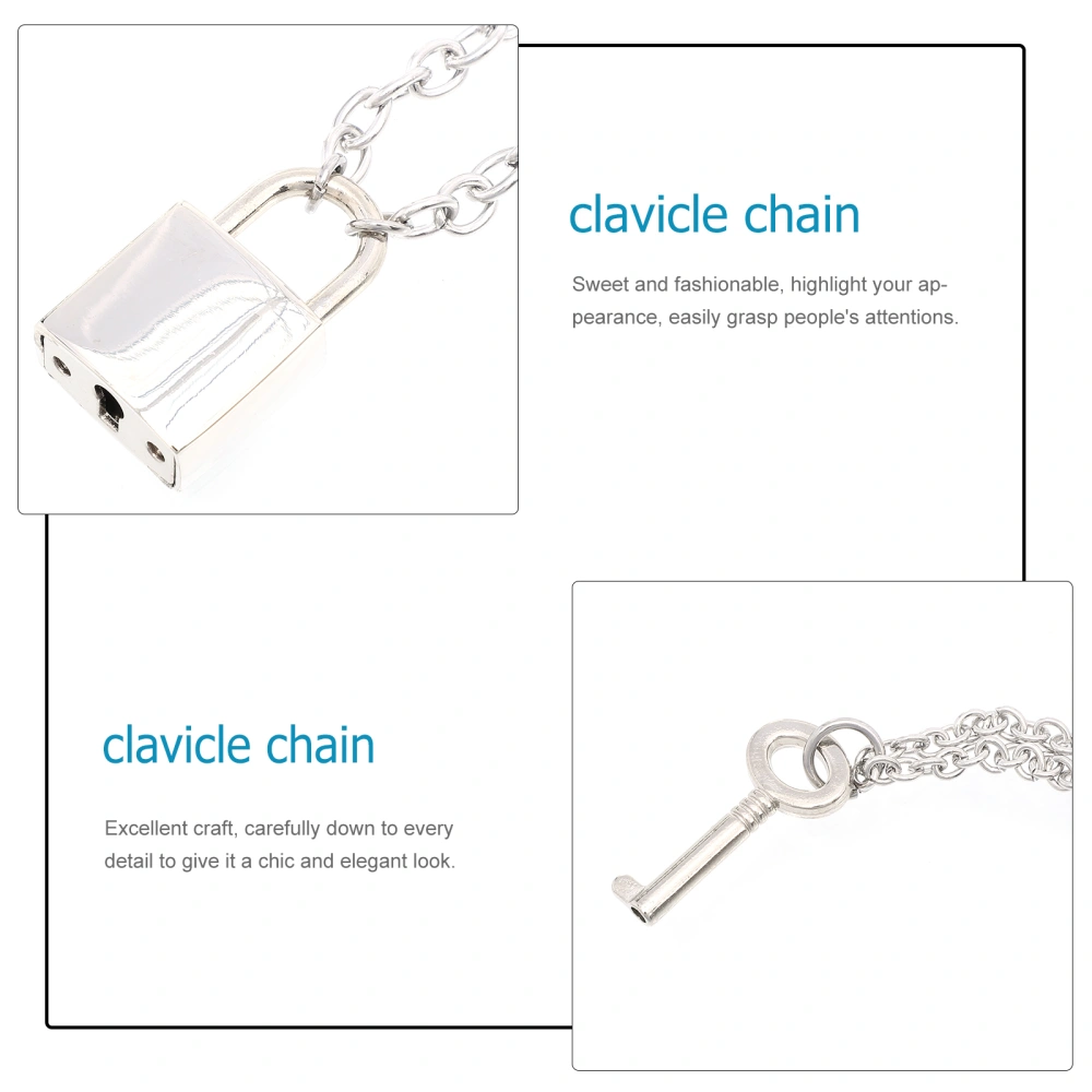 2Pcs Fashion Lock Key Pendant Clavicle Chain Necklace Jewelry Gift for Women Men