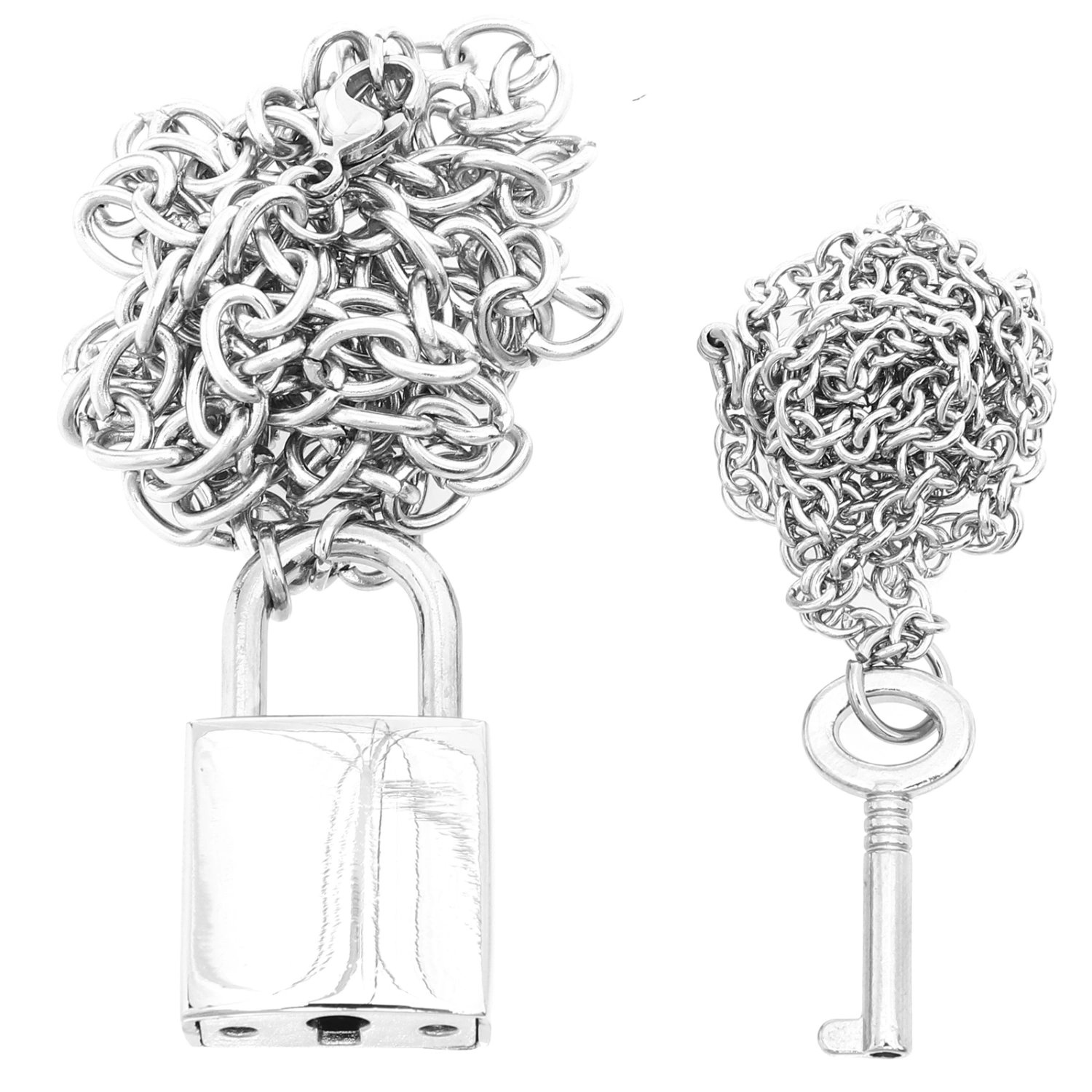 2Pcs Fashion Lock Key Pendant Clavicle Chain Necklace Jewelry Gift for Women Men