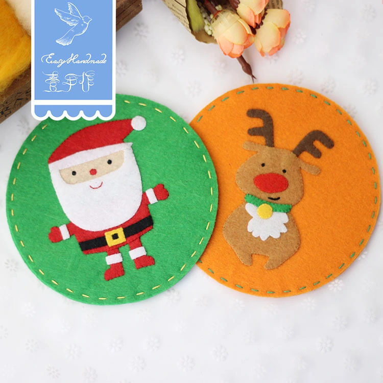 1 Set of Christmas Coasters DIY Cute Coasters Christmas Themed Coasters Round Cup Mat