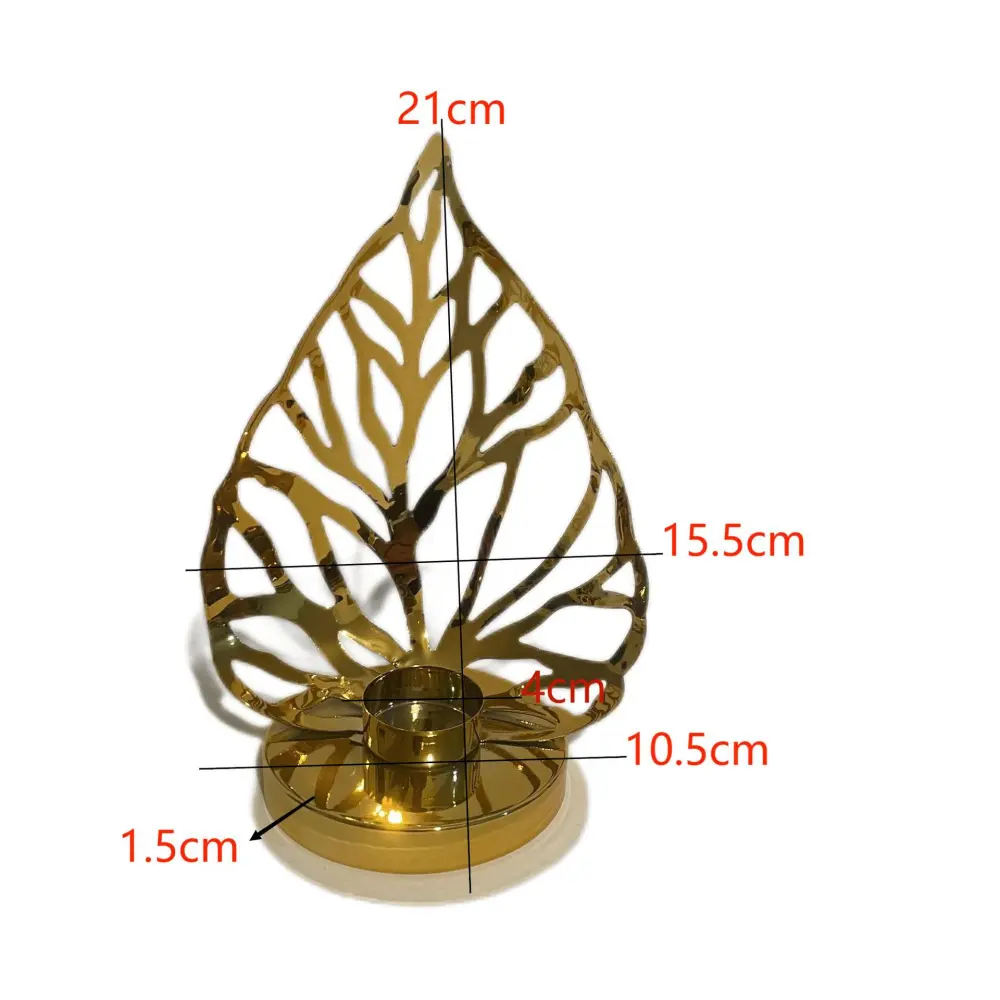 Metal Pillar Candle Holder Candlestick Holder Table Centerpiece Leaf Shape Taper Candle Holder