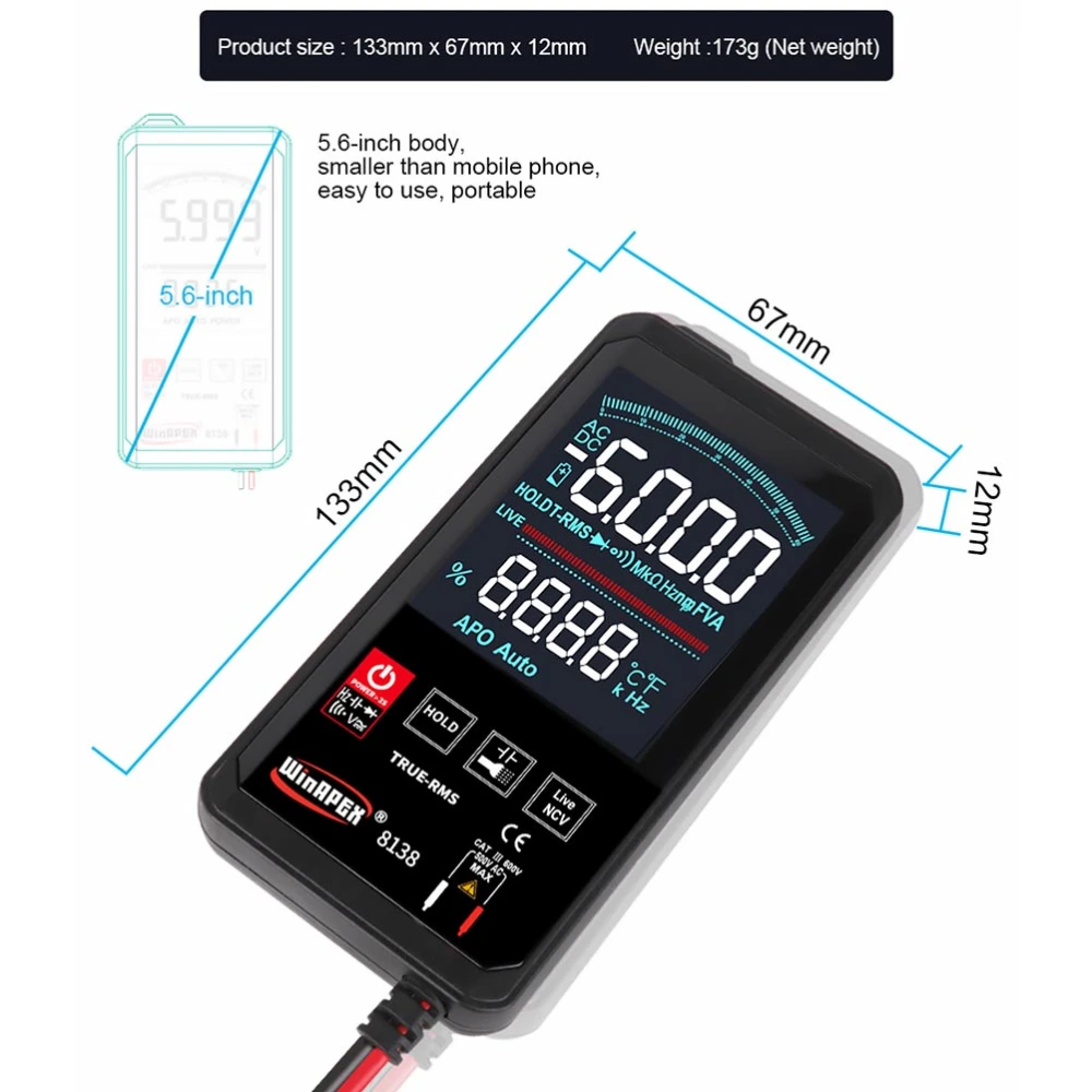 1pc Touch Screen Multimeter High Accuracy Meter Digital Safety Multimeter