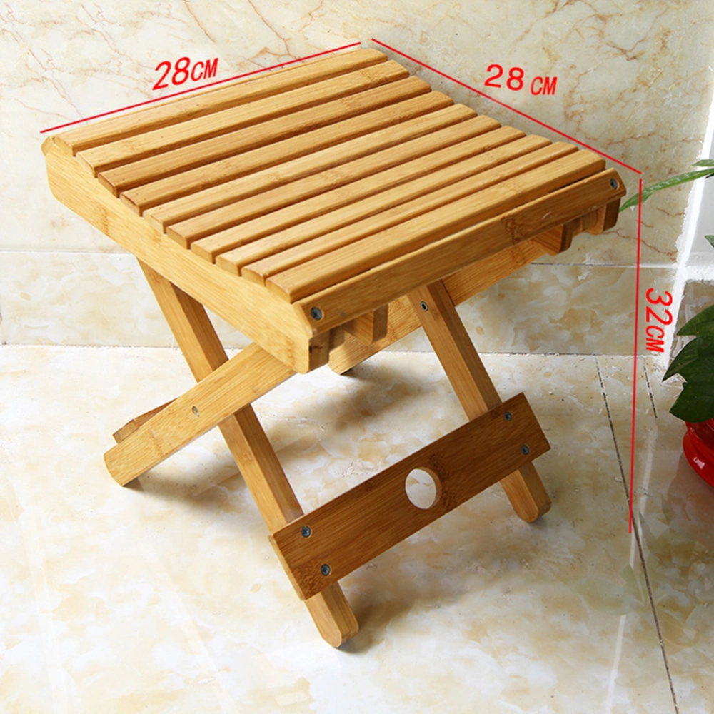 1PC Bamboo Folding Stool Portable Small Stool Multi-purpose Low Stools Chairs Solid Wood Outdoor Fishing Chair Small Household Children Bench for Camping Home Fishing Tour