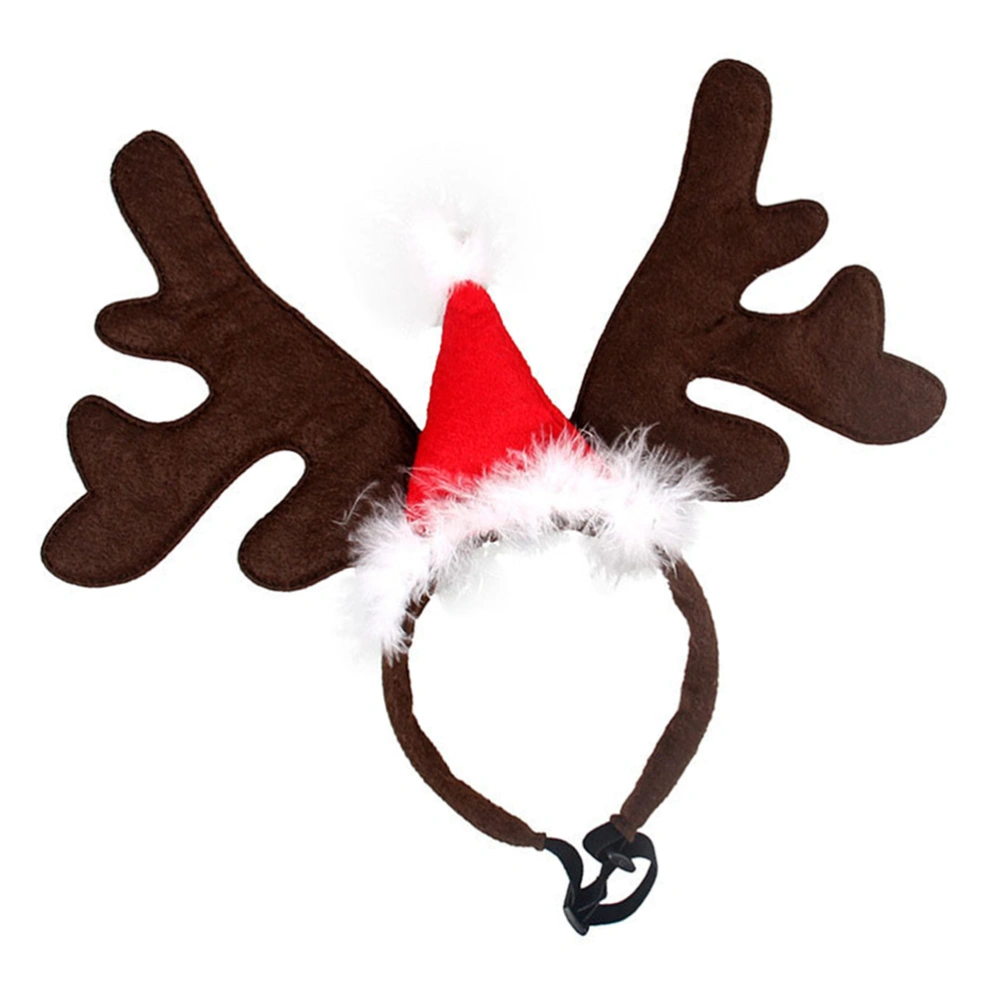 1Pc Christmas Antlers Hair Dog Cat Decorative Headwear (Red Coffee)