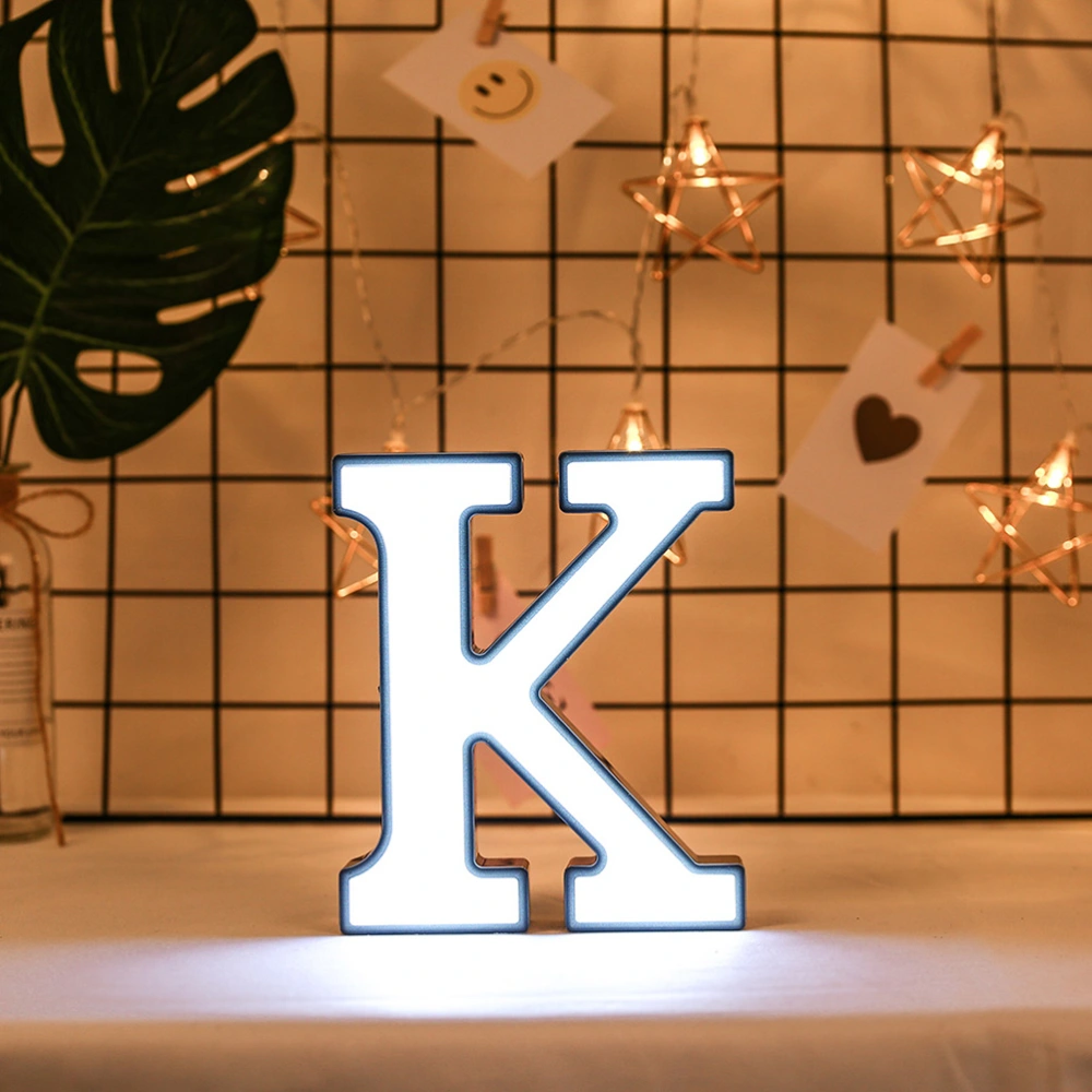 Cartoon LED Lamp Letters Shape LED Night Light for Birthday Wedding Party Bedroom Wall Hanging Decor - Alphabet K (White/No Batteries)