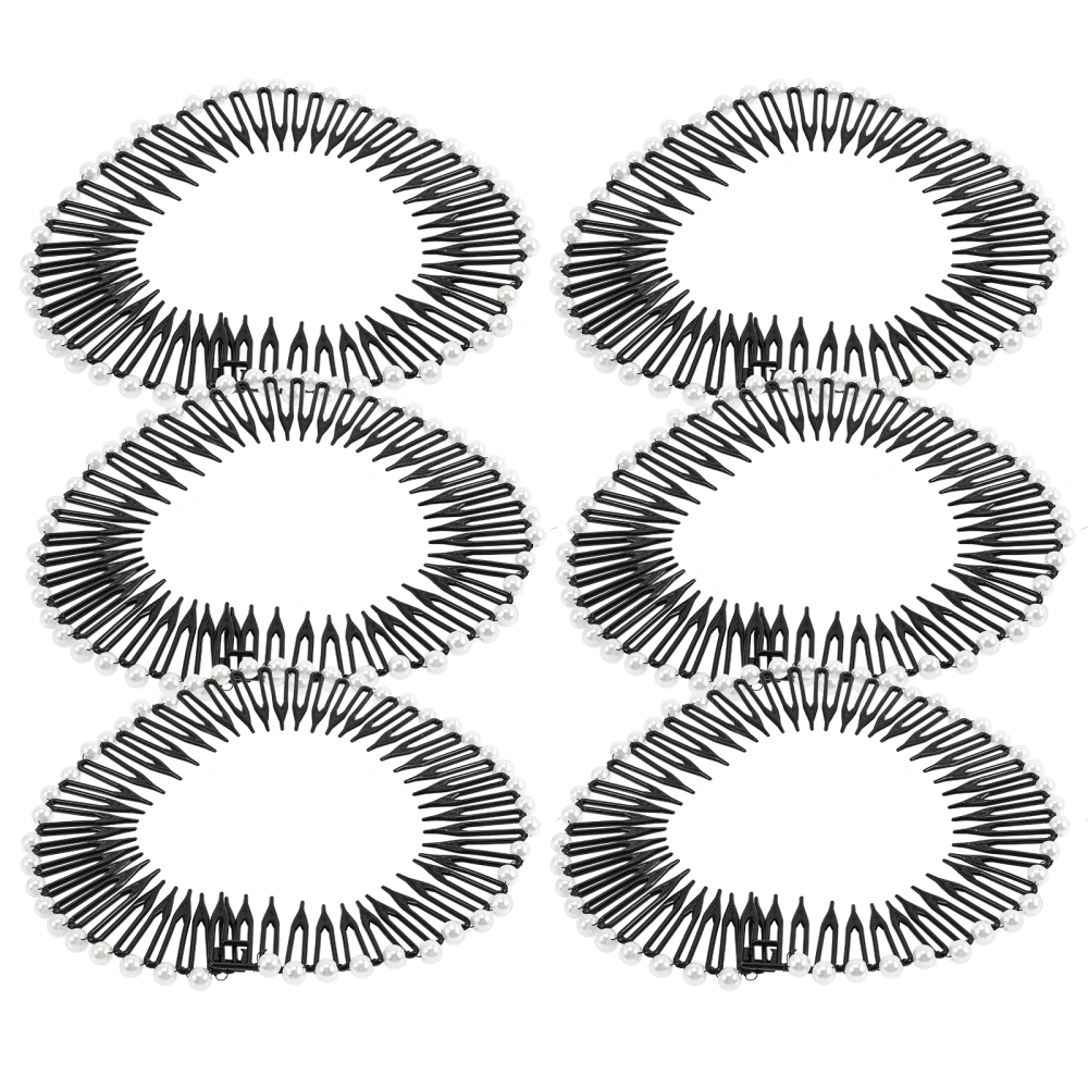 6Pcs Stretch Hair Comb Headbands Flexible Plastic Circle Hair Bands for Women Girls