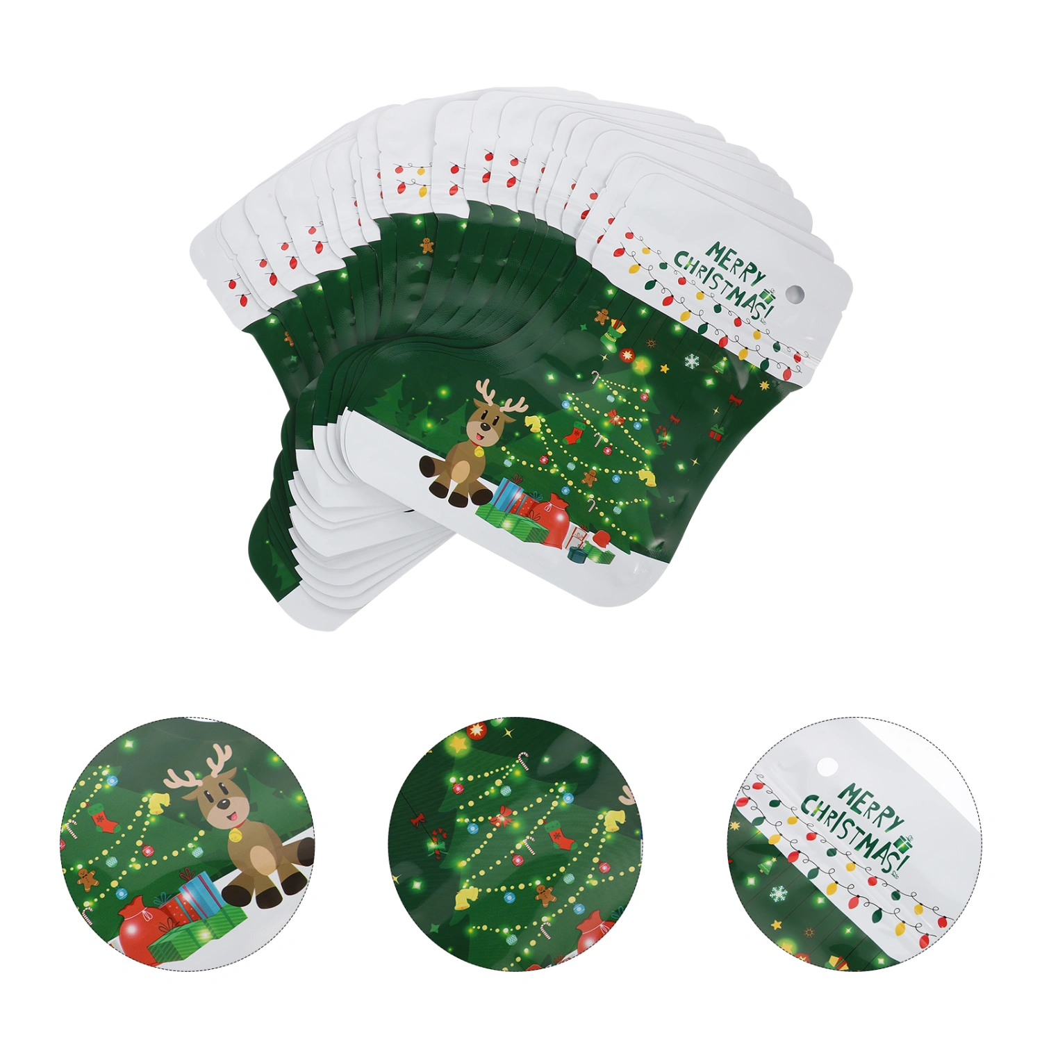 20Pcs Christmas Sock Candy Bags Self-sealing Bags Food Storage Bags Wrapping Bag