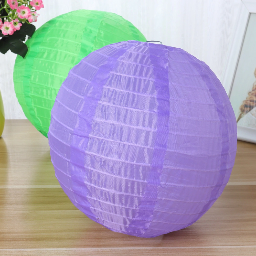 3PCS 8 Inch Silk Hanging Lanterns Decorations Outdoor Waterproof Lantern Scene Props for Party Mid-Autumn Festival (Purple/Yellow/Green)