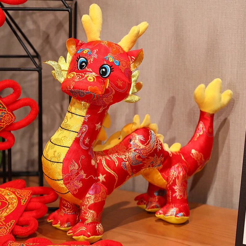 Chinese Dragon Doll Lifelike Plush Dragon Realistic Stuffed Dragon Doll New Year Decor