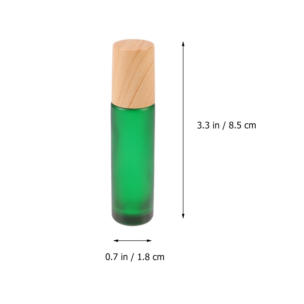 5pcs 10ml Wooden Lid Bottle Mini Glass Bottles Empty Smalll Bottles Portable Perfume Storage Container for Home Travel (Green)