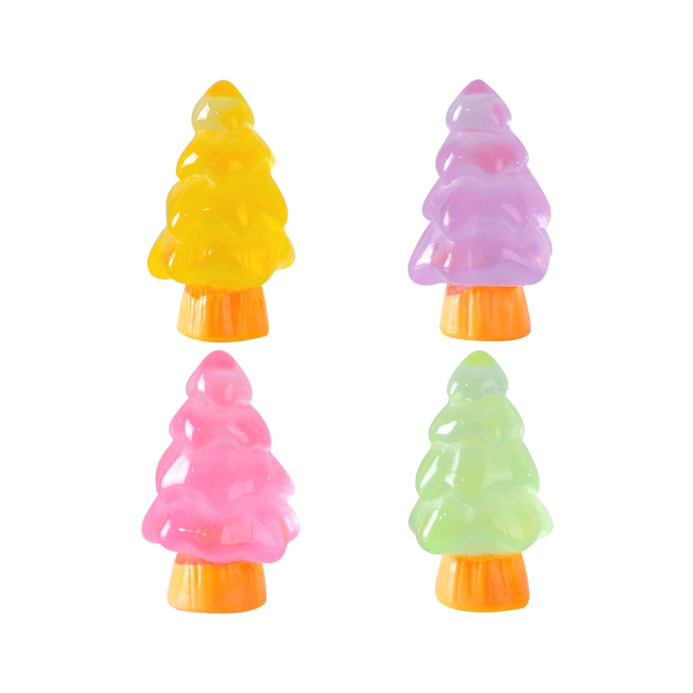 16Pcs Christmas Tree Figurine Resin Luminous Christmas Tree Mini Christmas Tree Desktop Decor