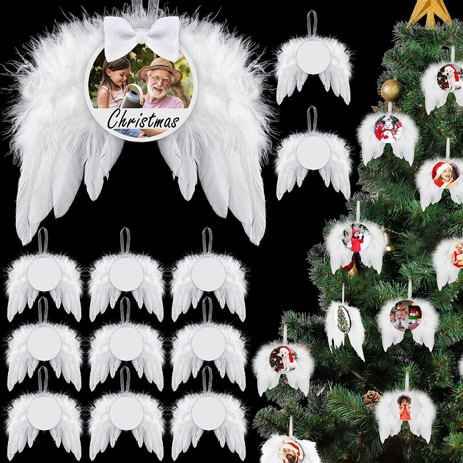 1 Set of DIY Sublimation Decoration Valentines Heart Plumage Wing Blank Sublimation Pendants