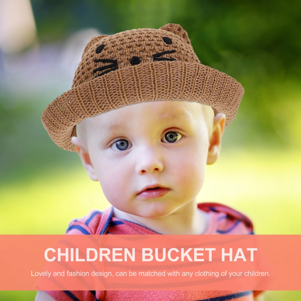 Kids Cartoon Bucket Hat Summer Sun Protection Hat Weaving Hat for Beach