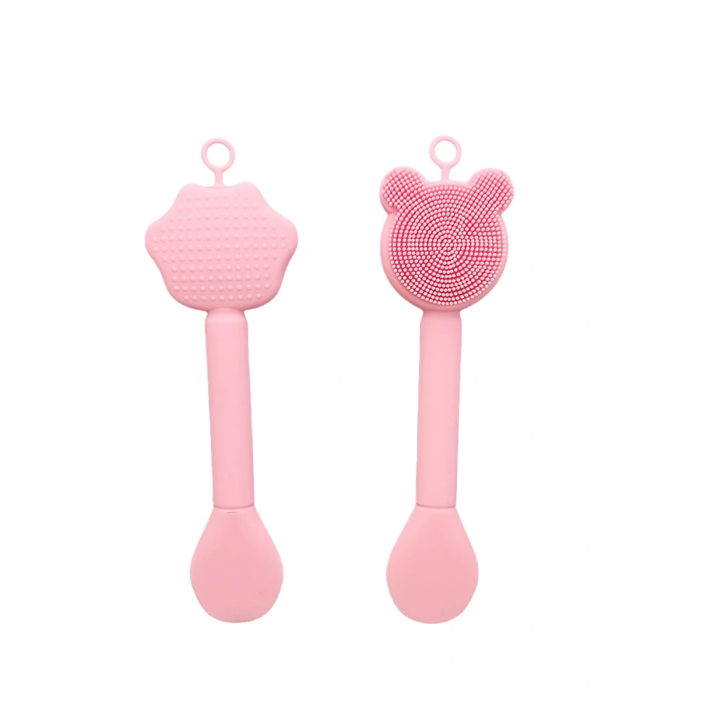 2 pcs Double-end Silicone Facial Mask Applicator Facial Cleansing Scrubber Cute Face Brushes