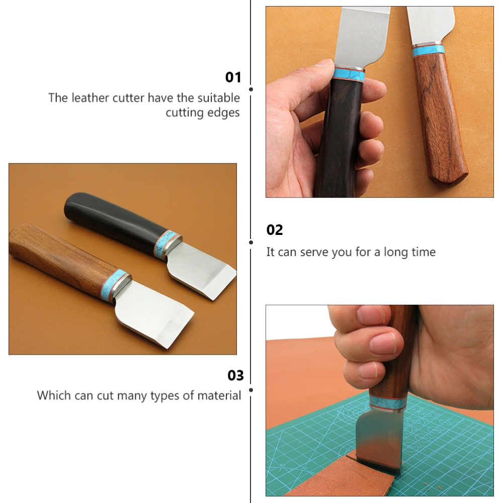 1Pc Durable Leather Cutting Tool Useful Leather Craft Cutter with Wooden Handle