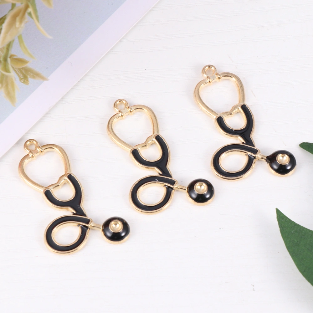 10pcs Stethoscope Design Pendants Charms Unique Alloy DIY Jewelry Making Accessory for Necklace Bracelet (Black)