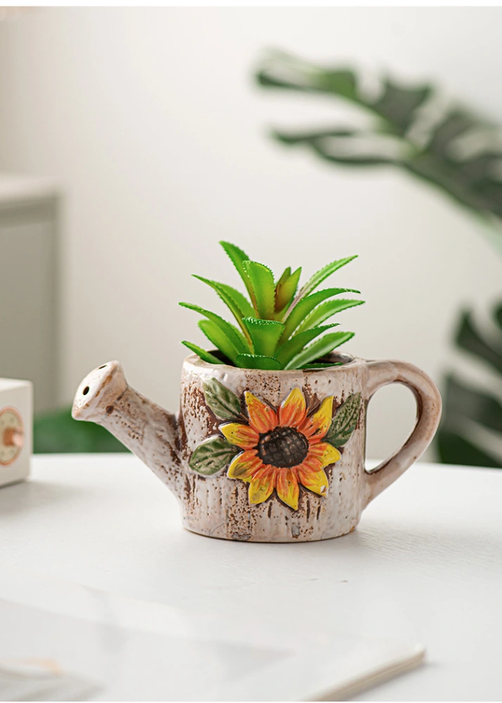 Ceramic Planter Pot Small Desktop Flower Planter Ceramic Plant Pot Kettle Shaped Planter