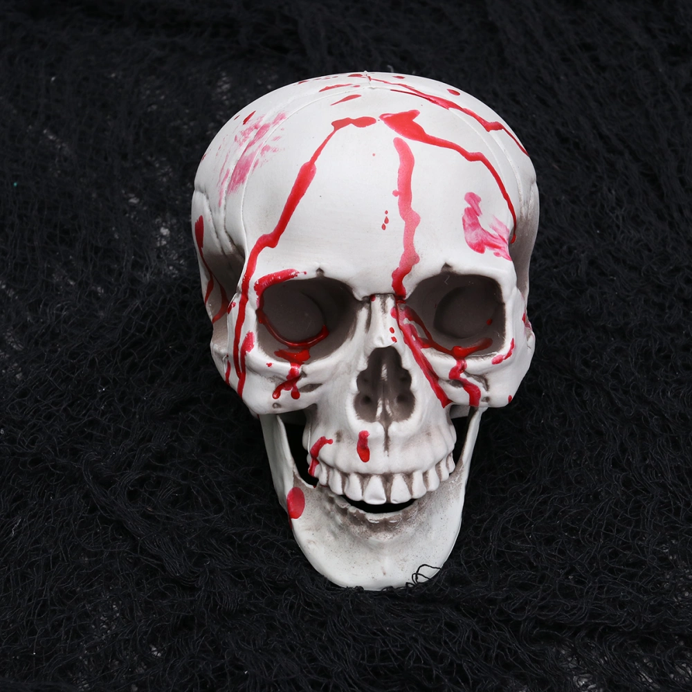 Halloween Skull Decor Horror Novelty Toy Comedy Spoof Human Prop Resin Skull Head Ornament (Bloody Skull Head)