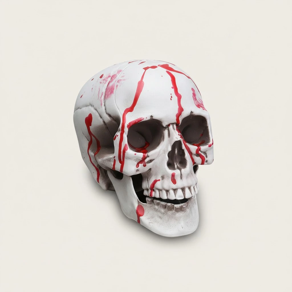 Halloween Skull Decor Horror Novelty Toy Comedy Spoof Human Prop Resin Skull Head Ornament (Bloody Skull Head)