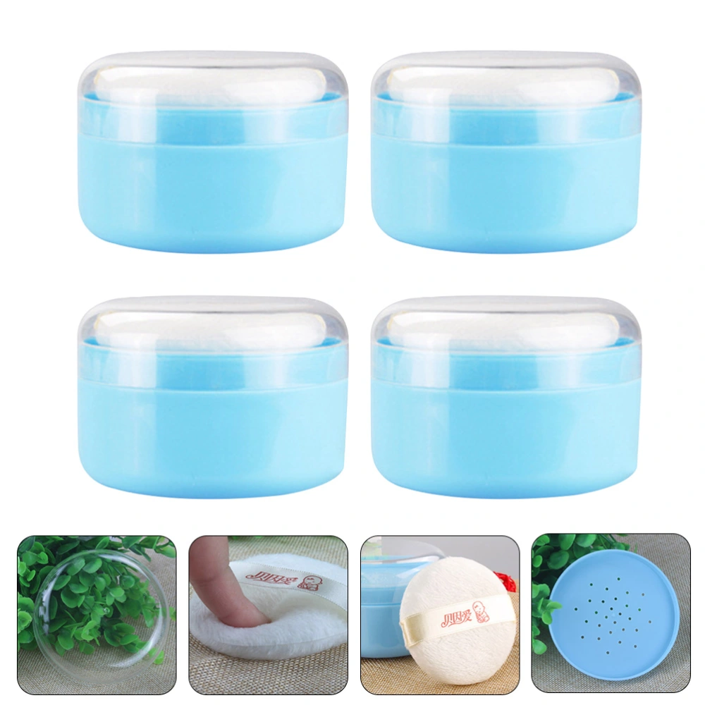 4pcs Body Powder Puff And Container Set Baby Body Powder Dispenser Case for Home