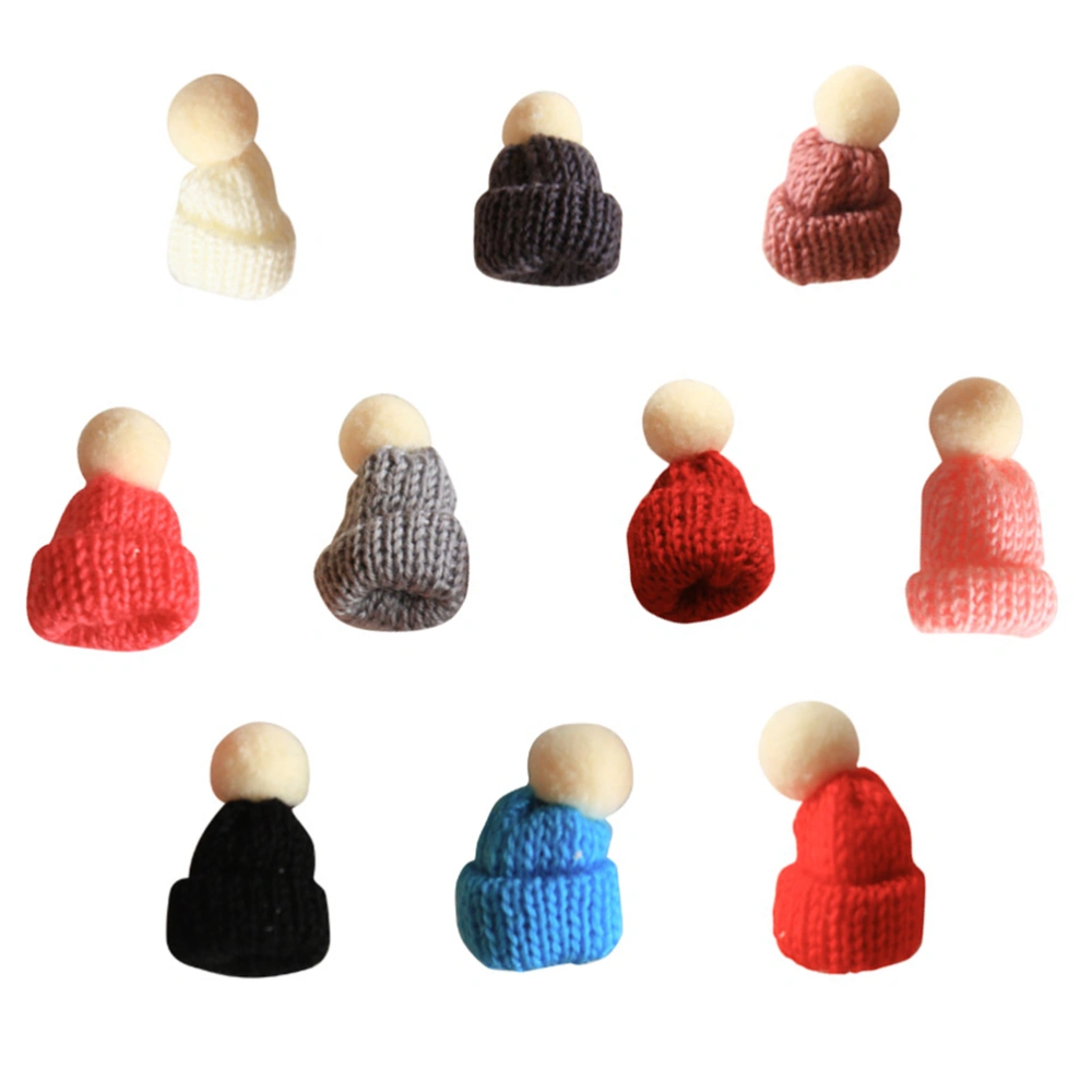 10 Pcs Christmas Adornment Woolen Hat Pendant Home Decor (Assorted Style)