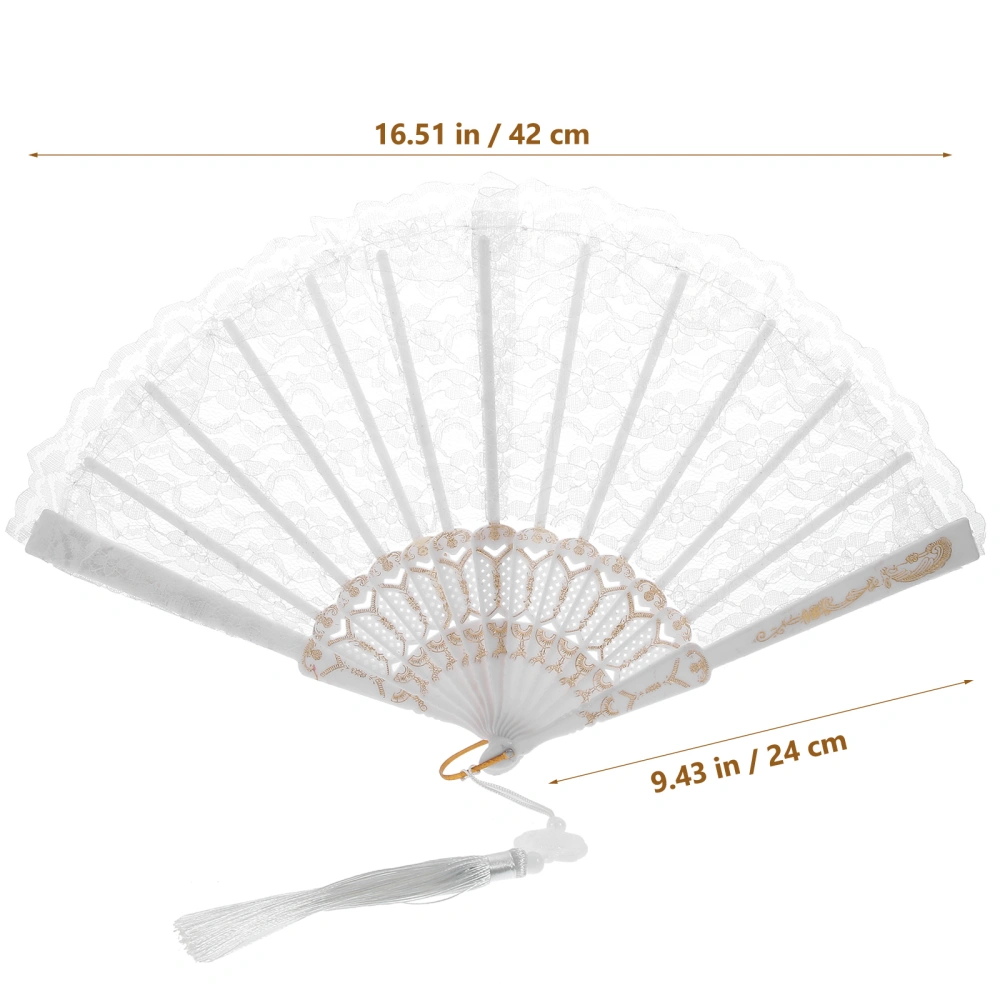 2pcs Lace Folding Fan Vintage Fan Women Lace Fan Dress Up Fan Party Fan Decoration