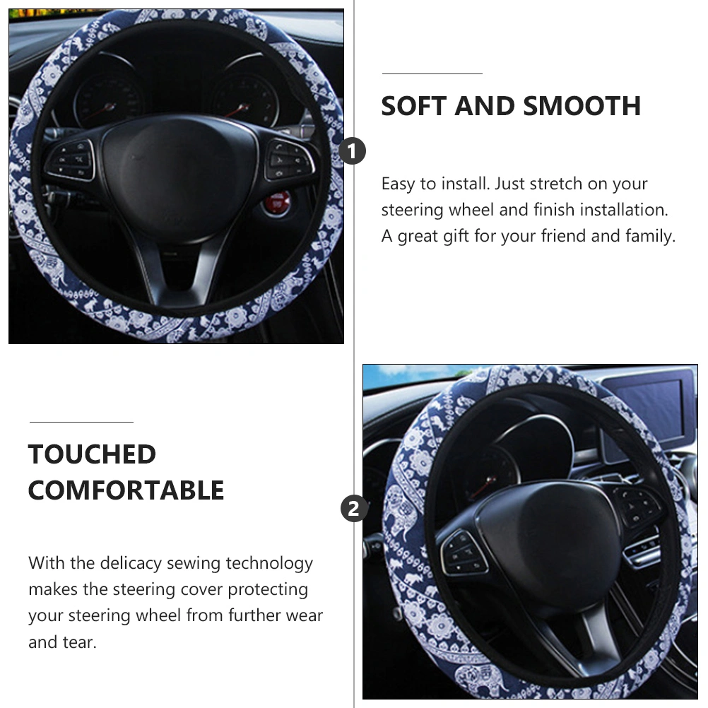 2pcs 37-38cm Auto Car Steering Wheel Cover Universal Car Accessory (Blue, Black)