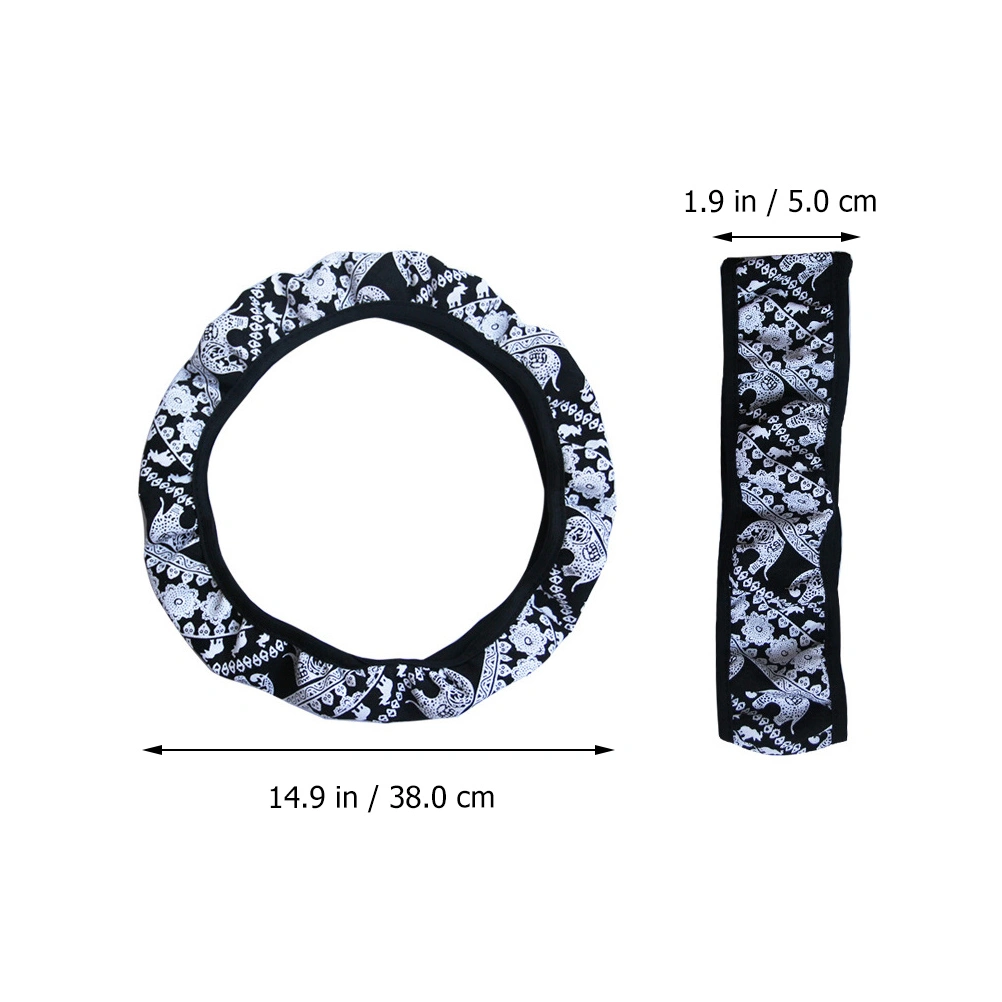 2pcs 37-38cm Auto Car Steering Wheel Cover Universal Car Accessory (Blue, Black)