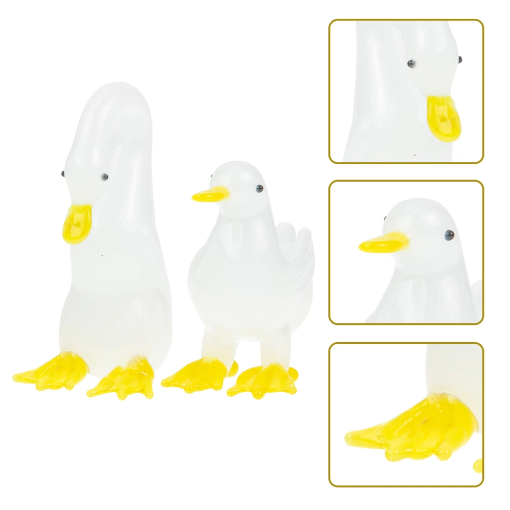 2Pcs Crystal Duck Figurine Animal Figurine for Table Home Decoration Furnishing