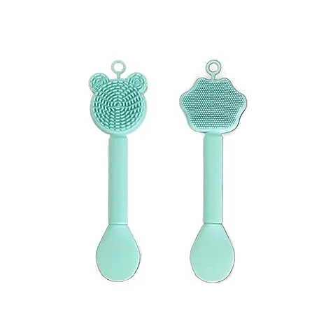 2 pcs Double-end Silicone Facial Mask Applicator Facial Cleansing Scrubber Cute Face Brushes