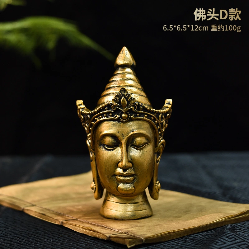 Buddha Head Figurine Resin Buddha Statue Office Table Craft Shelf Decoration for Buddhist