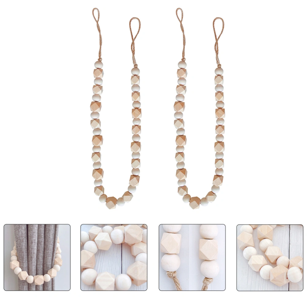 1Set of Exquisite Wooden Beads String Curtain Tie Wood Bead Curtain Tieback