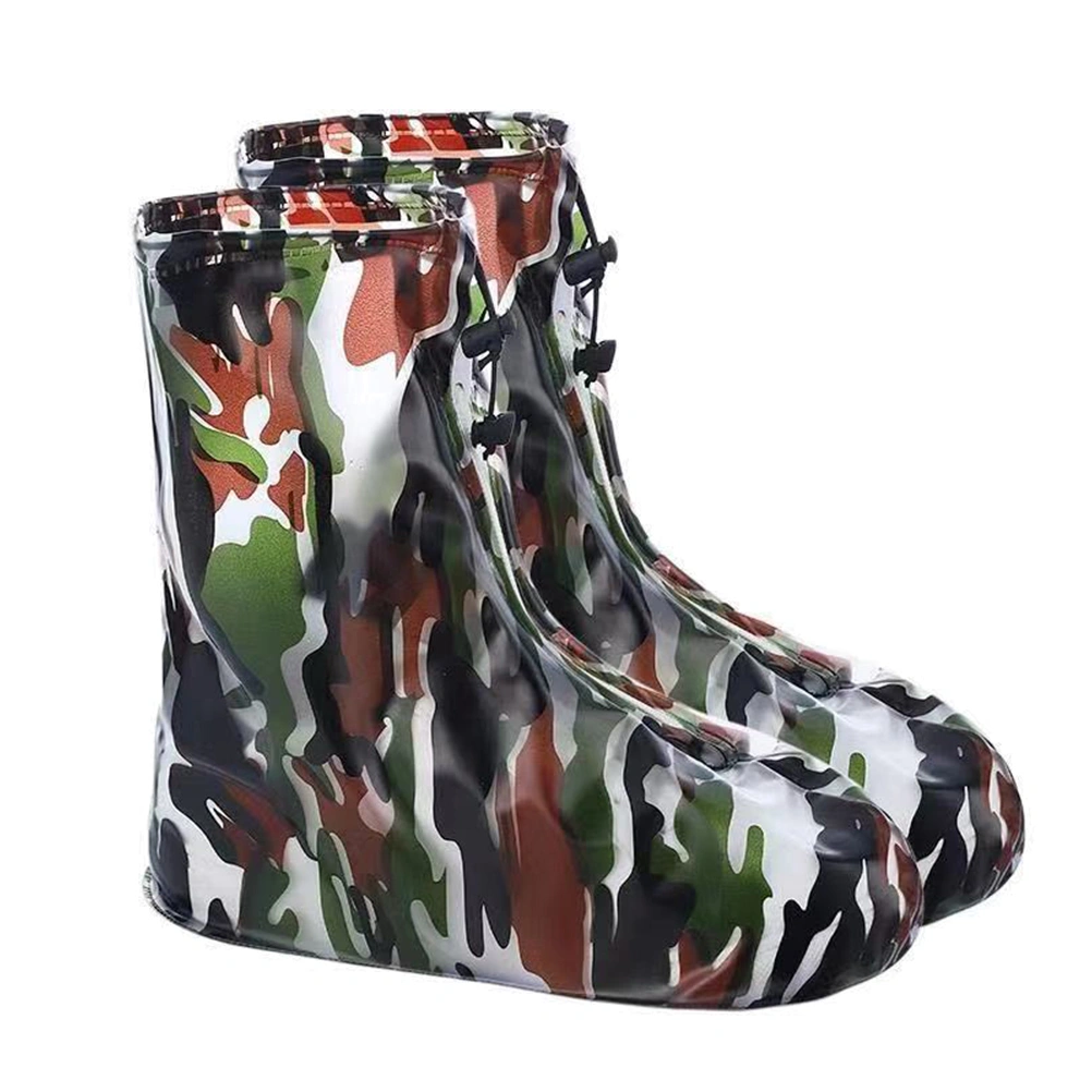 1 Pair of Rainproof Shoe Covers PVC Waterproof High Tube Rainshoes Non-slip Shoe Protector - Size L/39-40 (Green)