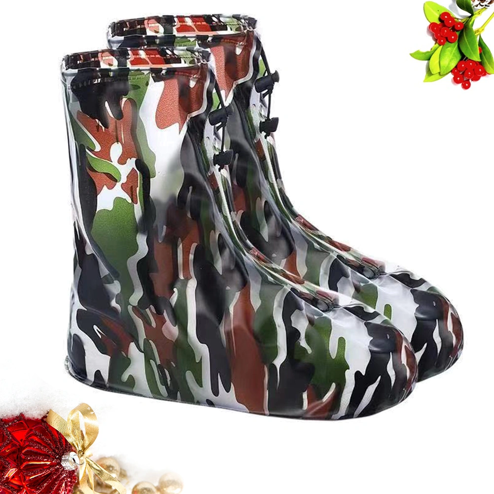 1 Pair of Rainproof Shoe Covers PVC Waterproof High Tube Rainshoes Non-slip Shoe Protector - Size L/39-40 (Green)
