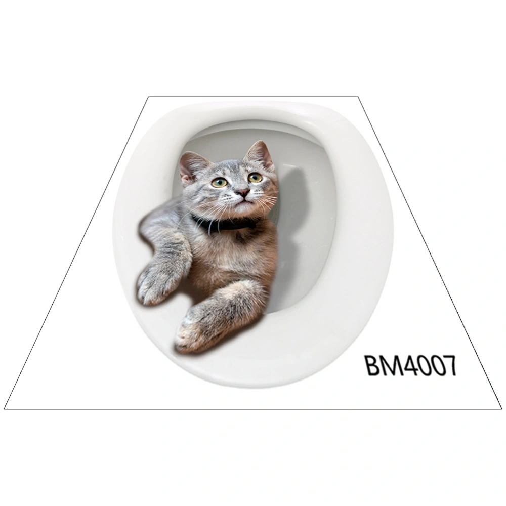 3D Cat Toilet Lid Sticker Removable Bathroom Decals Self Adhesive Toilet Decal