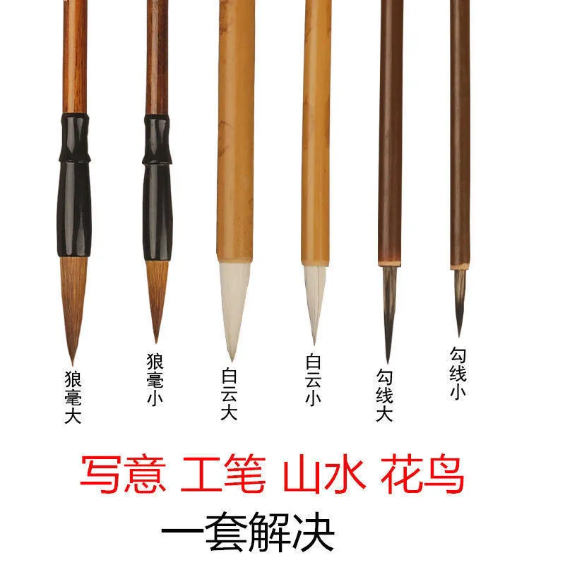 6Pcs Calligraphy Brushes Chinese Ink Pens Calligraphy Brushes Pens Portable Painting Brushes for Art