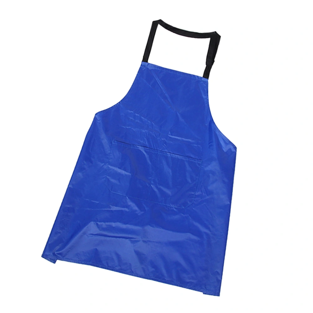 PVC-coated Waterproof Apron with Pocket Adjustable Anti-oil Apron for Chef Hot Pot Restaurant (Blue)