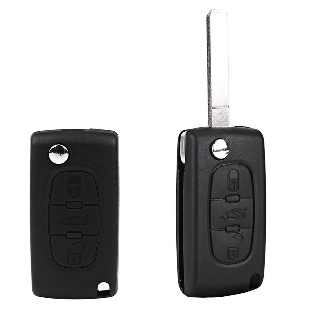 Portable 3 Buttons Remote Folding Key Shell Case Cover for Peugeot 407 & 407 SW (Black)