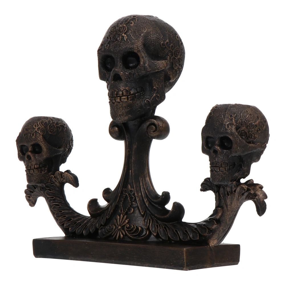 1pc Resin Skull-shape Candlestick Decorative Candle Holder Halloween Adornment