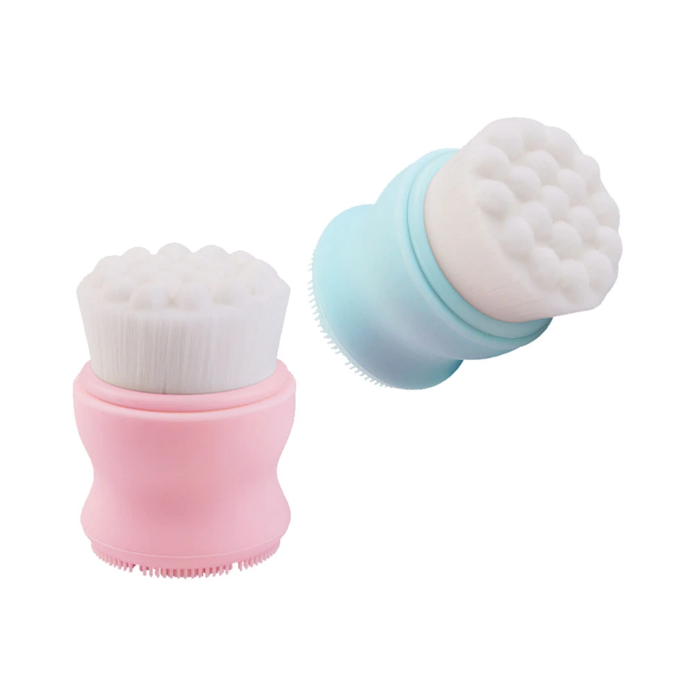 2PCS Silicone Handle Face Wash Brush Double-sided Facial Brush Face Clean Tool