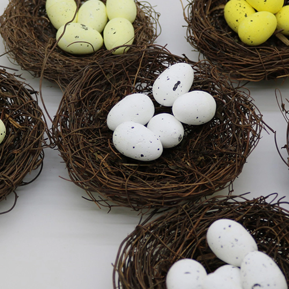 100Pcs Solid False Pigeon Eggs DIY Graffiti Fake Pigeon Eggs Creative Carrier Pigeon Decor Egg(Yellow)