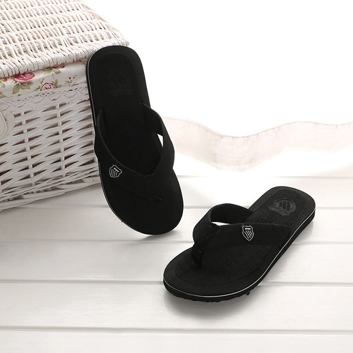 Man Flops Summer Simple Durable Cool Slipper for Beach Home (588 Size 42 Yard, Black, EU41 US8 UK7, 26CM，8US,7UK，41EU,10.218Inch)