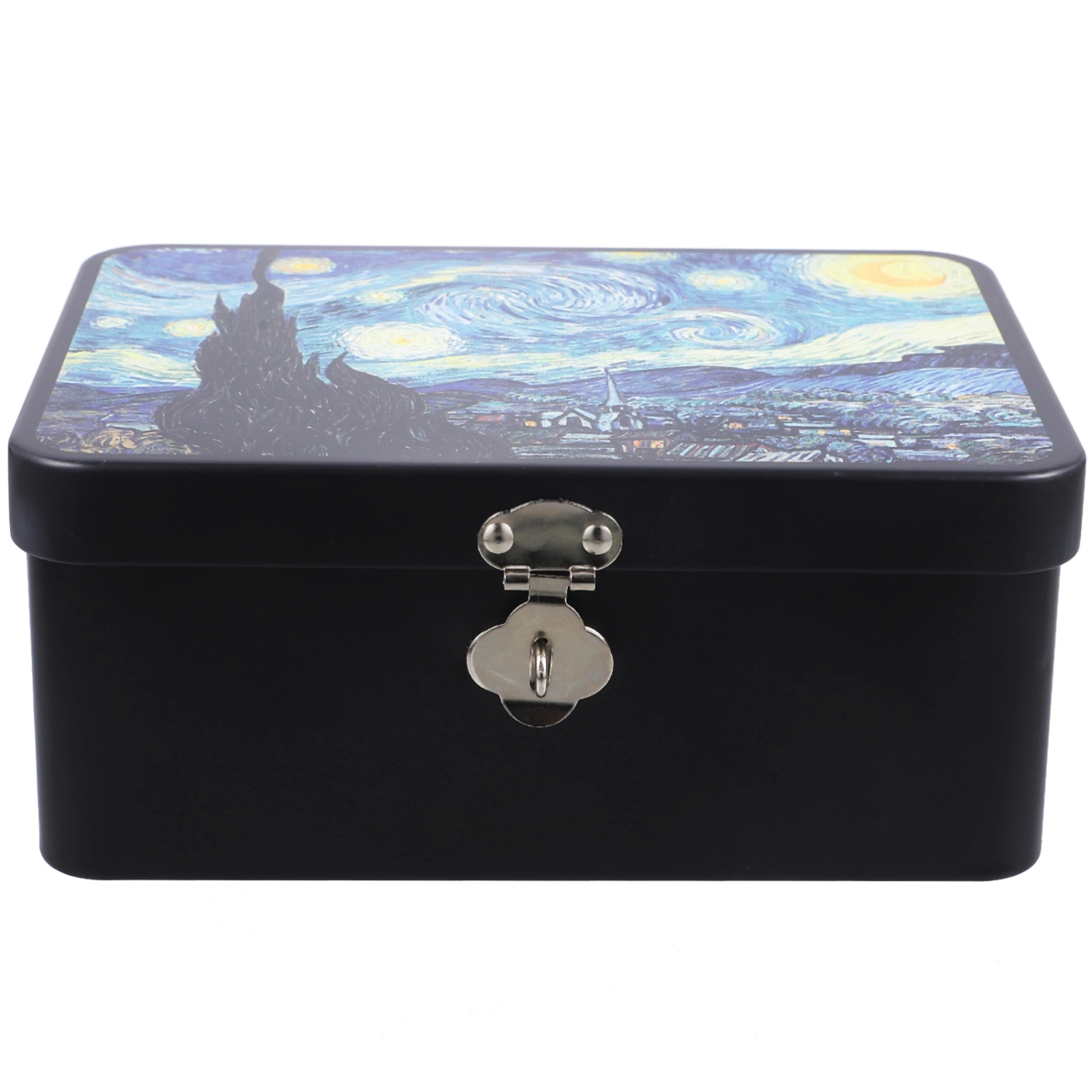 Vintage Storage Box Tinplate Case Portable Jewelry Box Metal Container With Lock And Keys