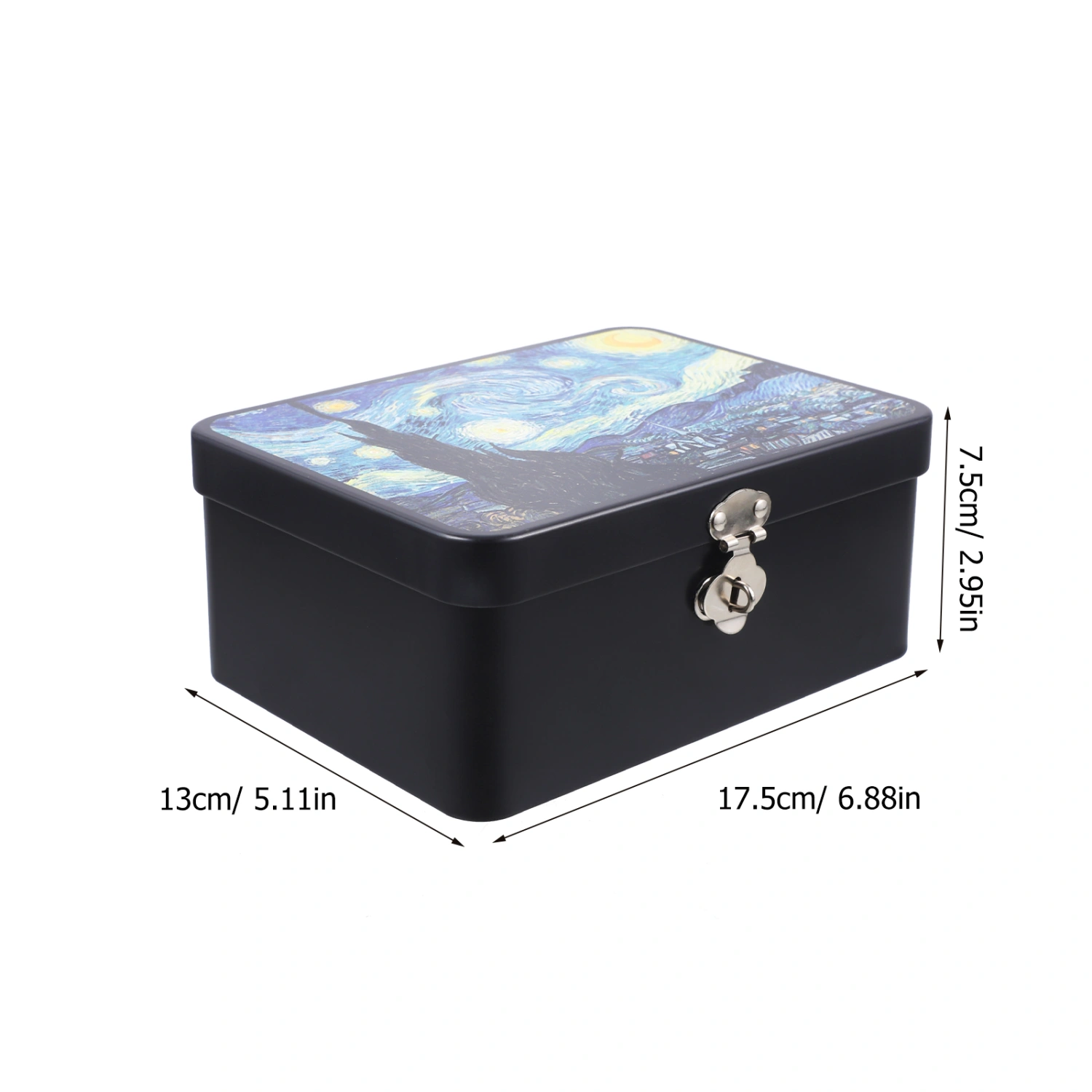 Vintage Storage Box Tinplate Case Portable Jewelry Box Metal Container With Lock And Keys