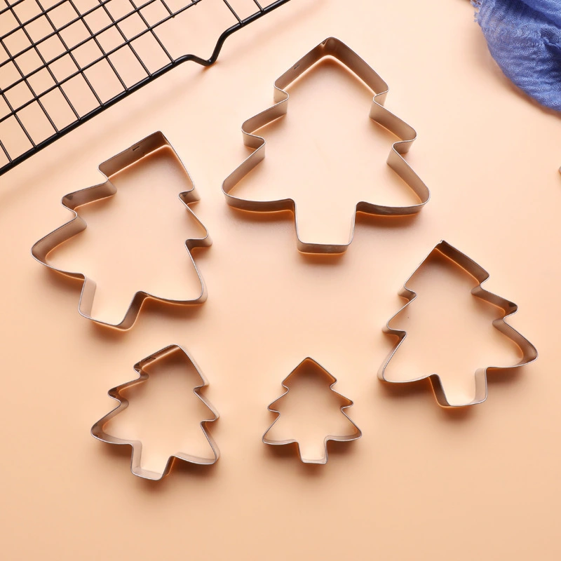 5pcs Stainless Steel Cookie Cutters Christmas Tree Shaped Cookie Baking Cutters