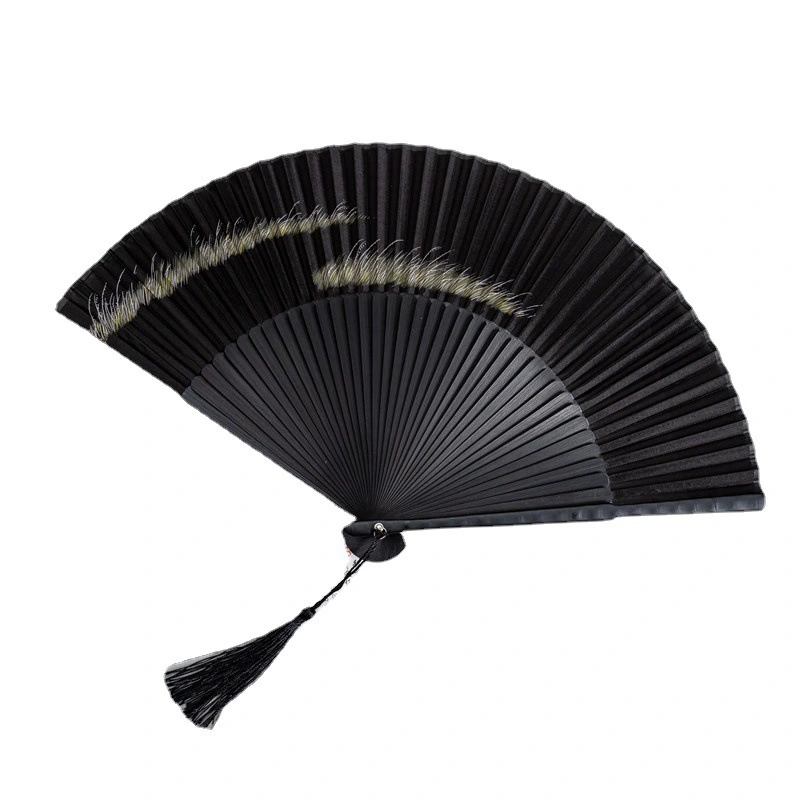 Retro Style Fan Foldable Dance Fan with Tassel Chinese Style Fan Dance Party Fan Prop