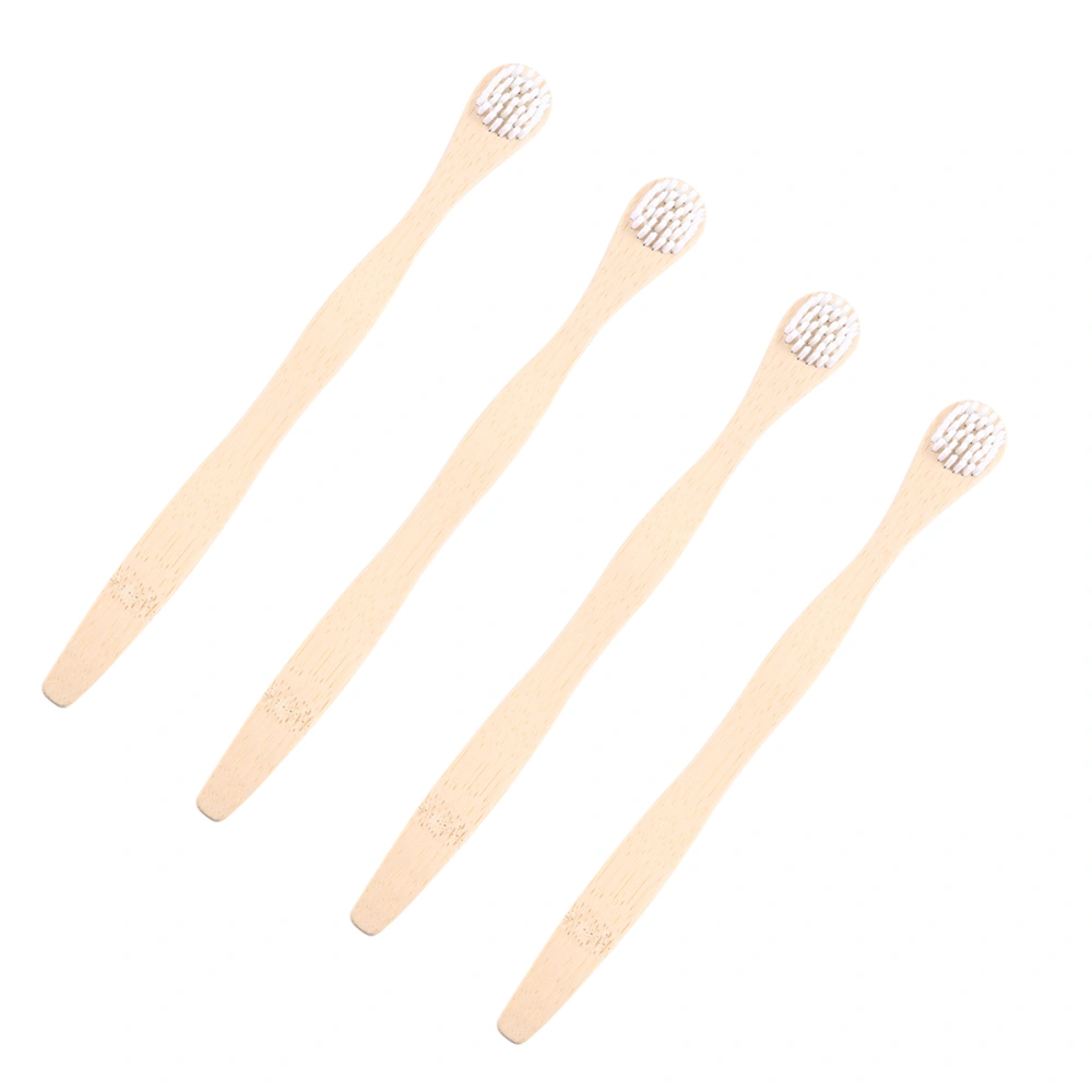 4pcs Tongue Cleaner Scraper Bamboo Toothbrush Tongue Brush for Oral Deeply Cleaning (White)