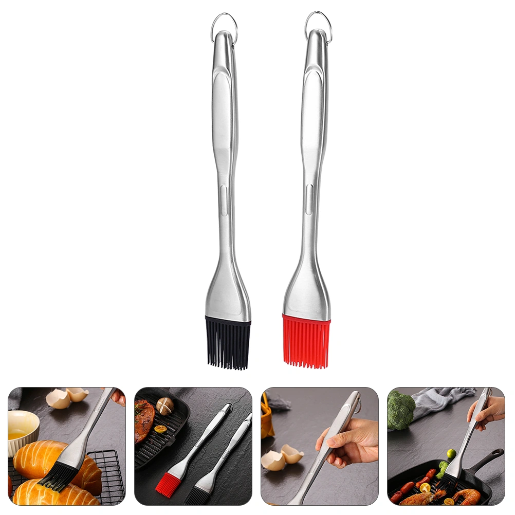 2pcs Pastry Brush Stainless Steel Handle BBQ Oil Brushes Cake Baking Brushes