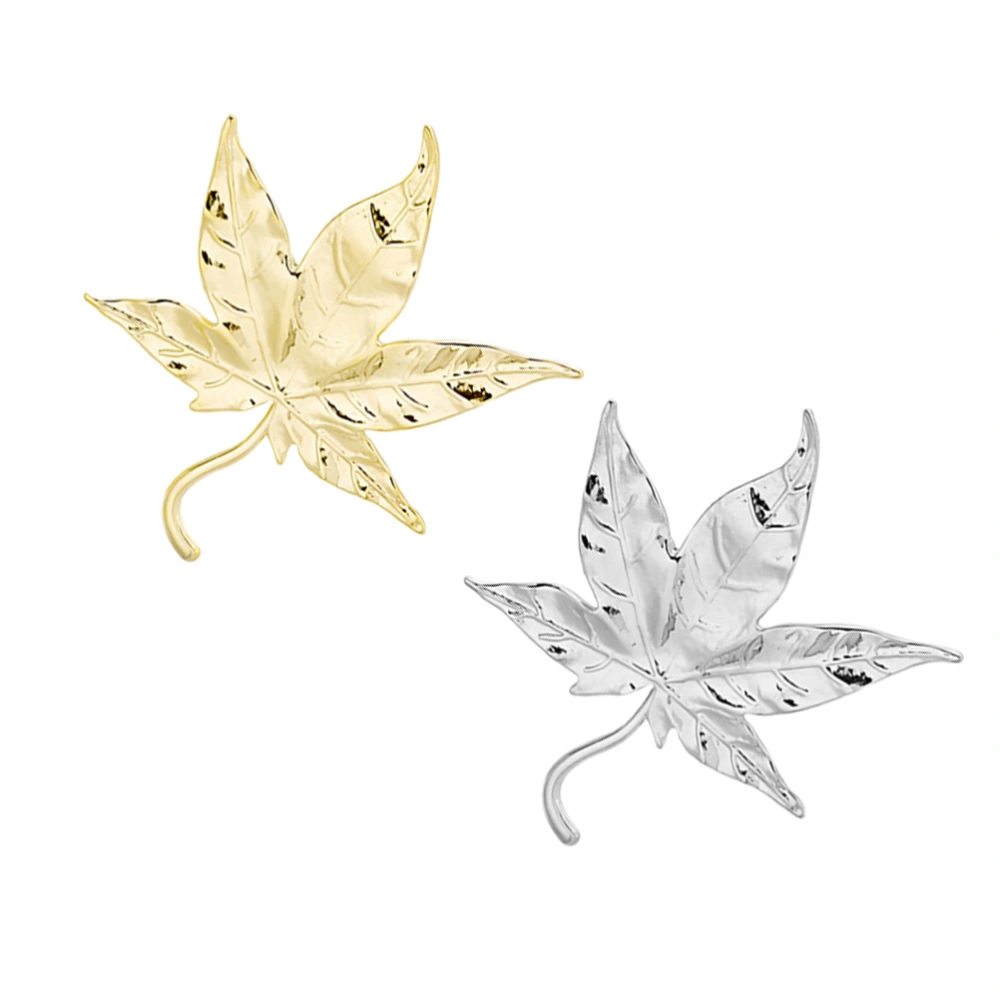 2Pcs Maple Leaf Brooches Creative Leaf Shaped Brooches Clothing Corsages